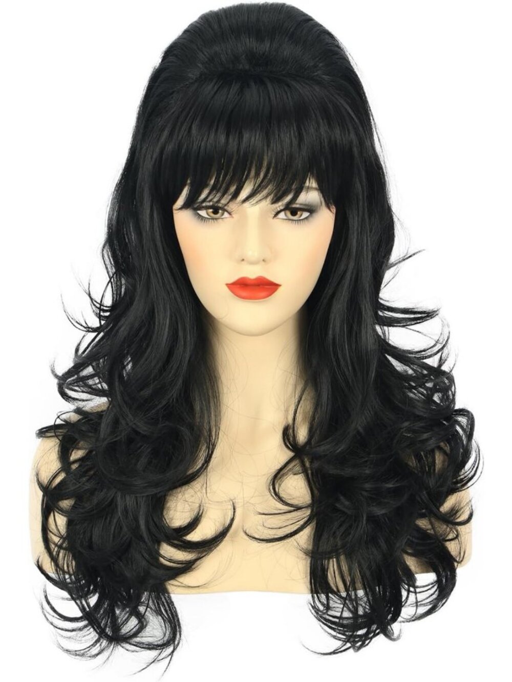 Long Wavy Black Bouffant Wig for Women | 60s 70s Beehive Style Hairpiece